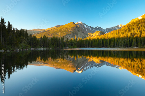 Bear Lake with mountains reflecting in the water, Colorado