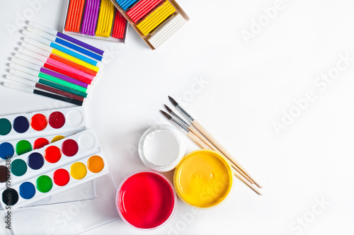 Fotografia paints for drawing and tools, materials for creativity