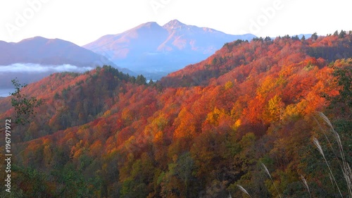 Autumn Sunrise / Akimoto Lake,Urabandai,Japan photo