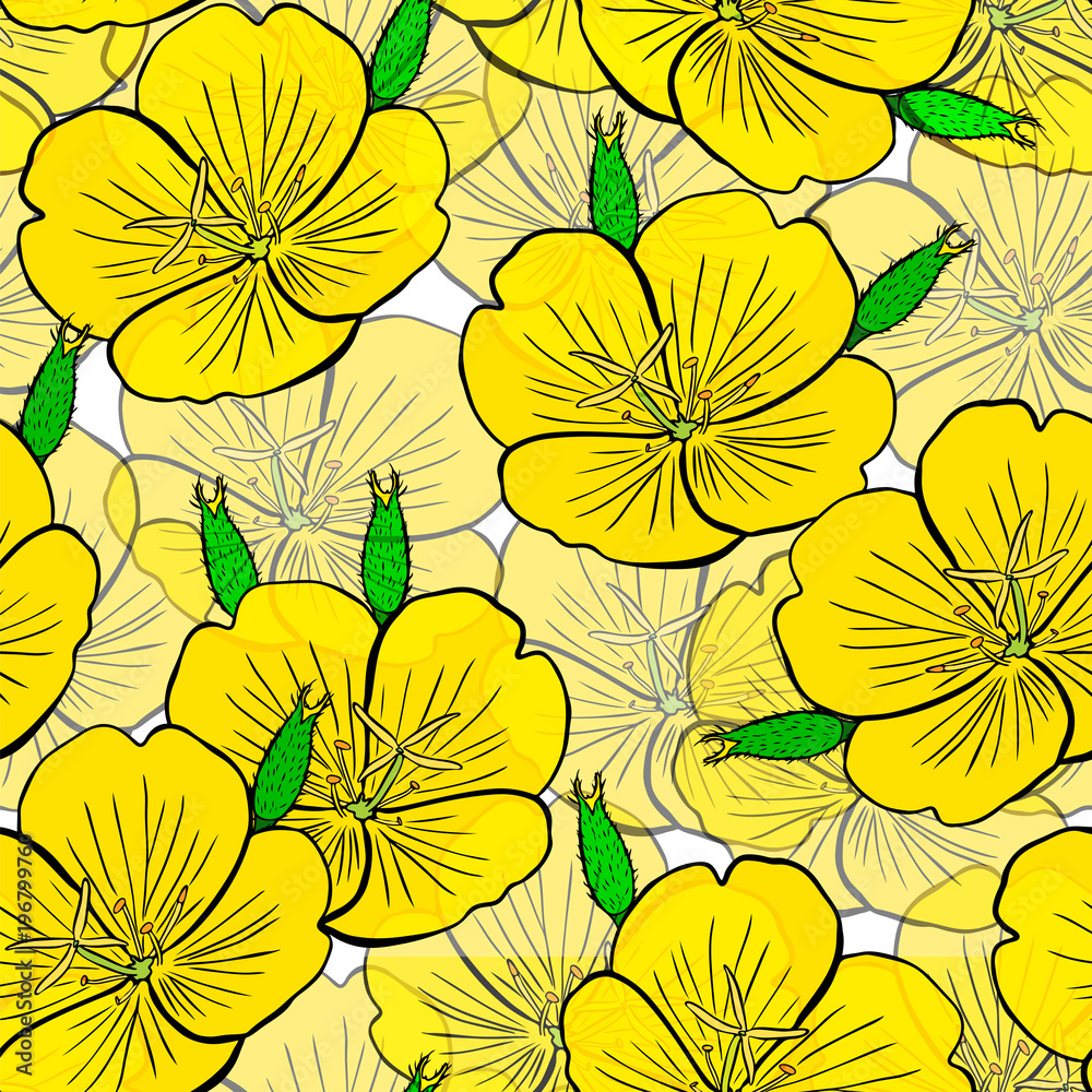 seamless pattern of yellow flowers