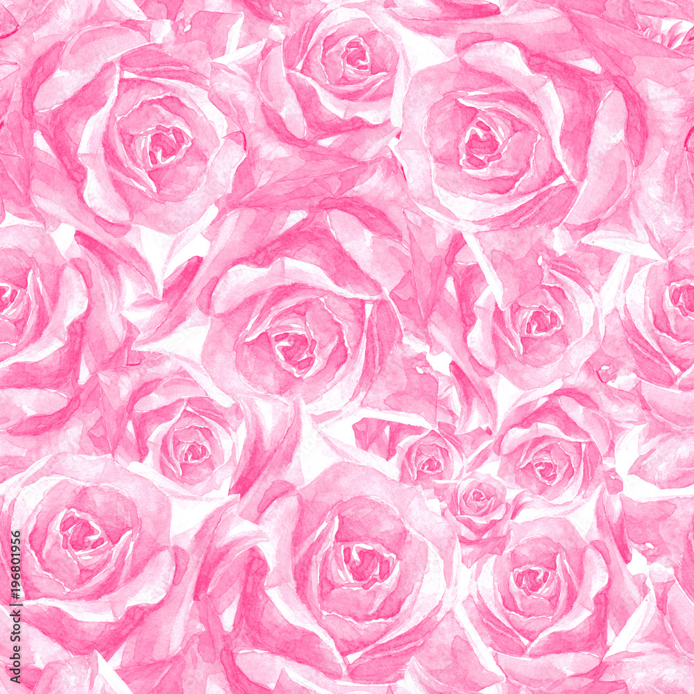 Watercolor seamless pattern of roses. Watercolor seamless pattern of roses.