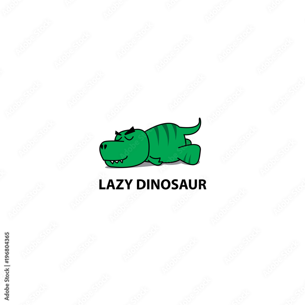 Fototapeta Gnuśny dinosaur, Śmieszna t-rex sypialna ikona, loga projekt, wektorowa ilustracja