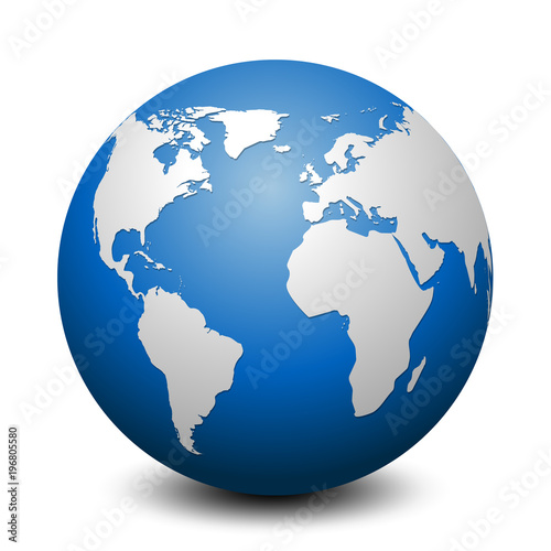 Blue globe with continents - stock vector