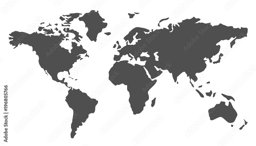 Gray World Map illustration - stock vector Stock Vector | Adobe Stock