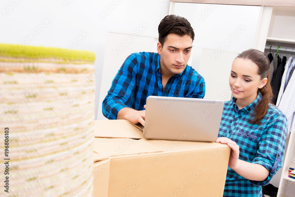 Young family relocating to new house apartment Young family relocating to new house apartment