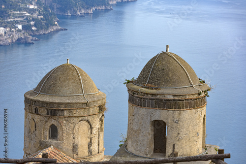 The domes of the Church of the Annunciation in Ravello village, from Amalfi Coast, Italy