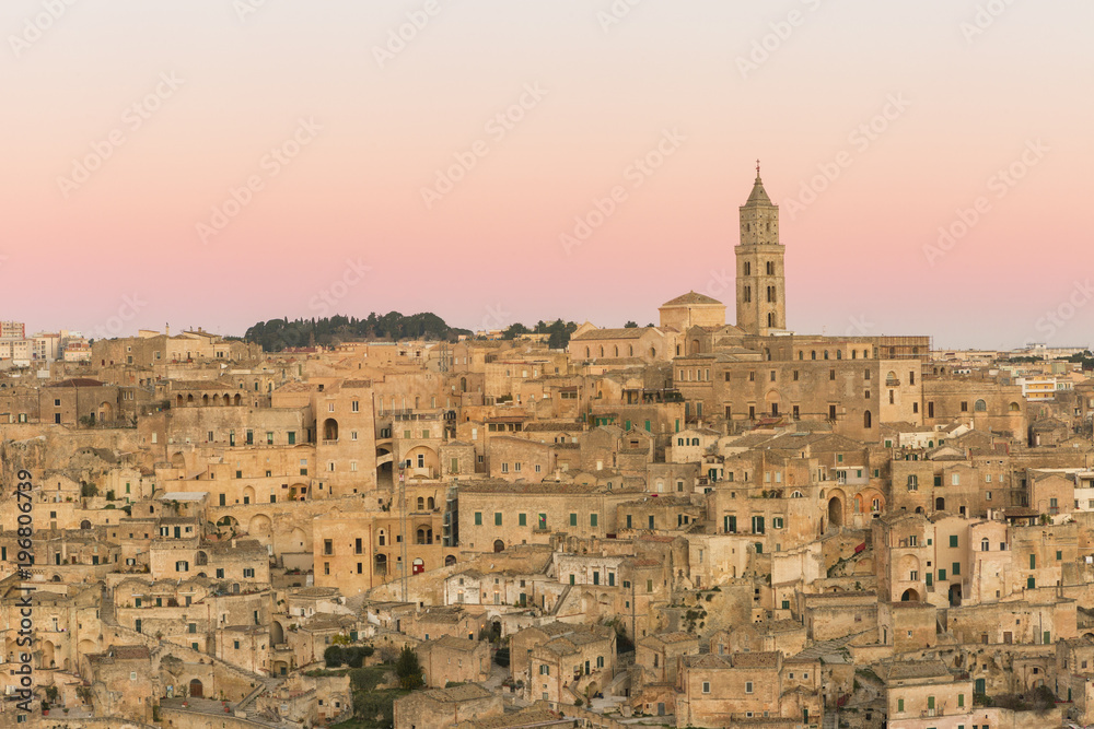 Dawn's early light on Matera, Matera province, Basilicata, Italy Dawn's early light on Matera, Matera province, Basilicata, Italy