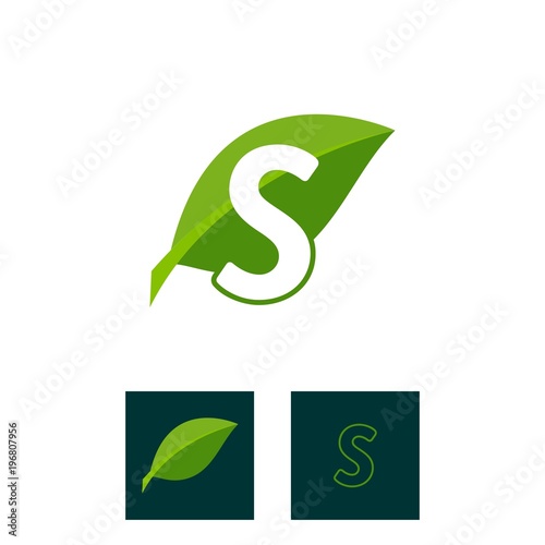 sophisticated luxury logos, concept logo leaf letter S, natural green leaf symbol, initials icon design, nature green leaf symbol