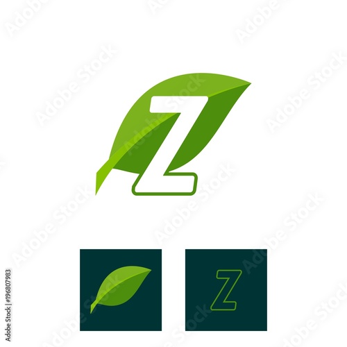 sophisticated luxury logos, concept logo leaf letter Z, natural green leaf symbol, initials icon design, nature green leaf symbol