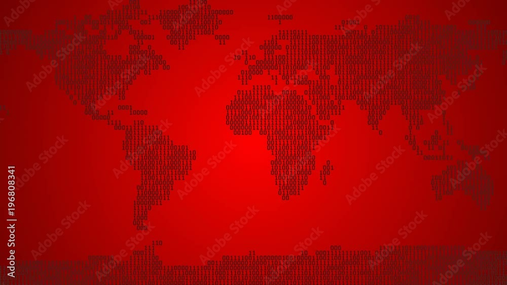 Binary World Map - Light Red. Loop of map with data displayed as ...