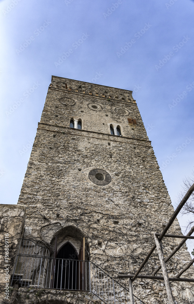 Medieval tower at Villa Rufolo, from Ravello, Amalfi Coast