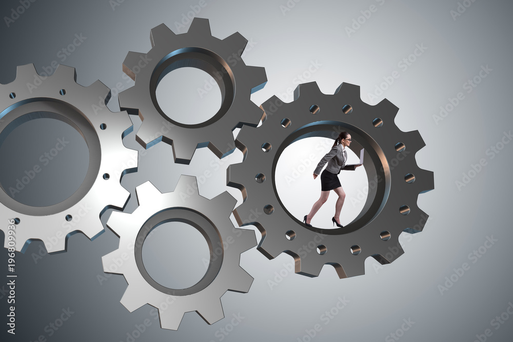 Teamwork concept with cogwheels and business people Teamwork concept with cogwheels and business people