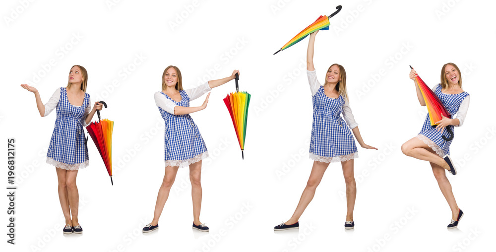 Fototapeta premium Woman with umbrella isolated on white