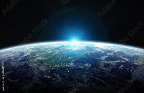 Fototapeta Naklejka Na Ścianę i Meble -  View of blue planet Earth in space 3D rendering elements of this image furnished by NASA