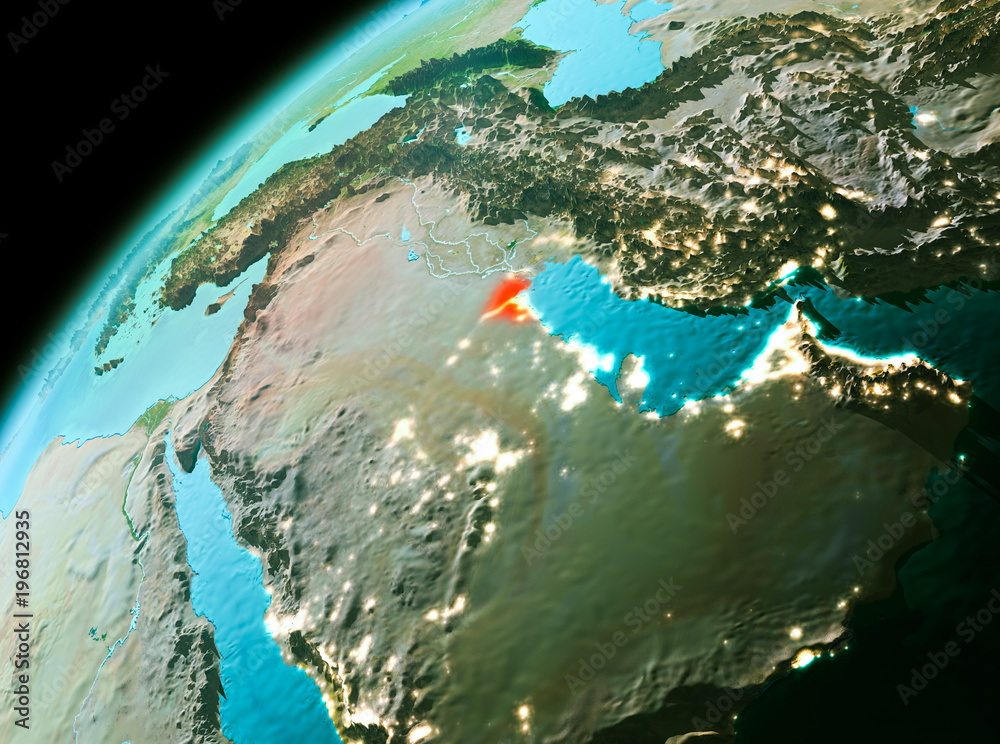 Fototapeta premium Kuwait from space in evening