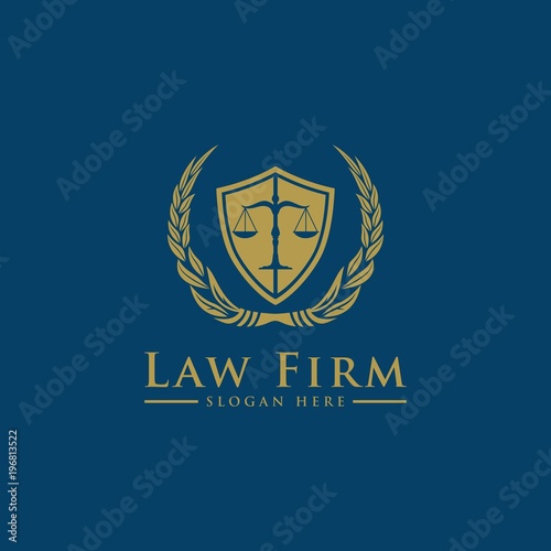 Law Firm Law Office  Lawyer services  Luxury vintage crest logo  Vector logo template