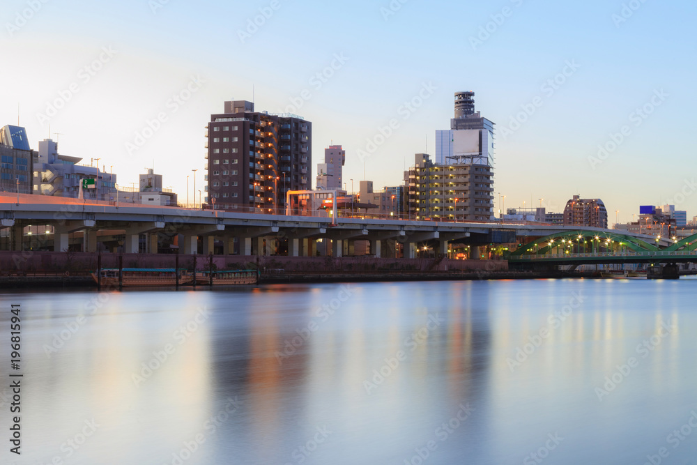 Tokyo sumida river view, Komagata bashi bridge, Morning scenes scenes