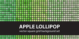 Square pattern set Apple Lollipop. Vector seamless tile backgrounds