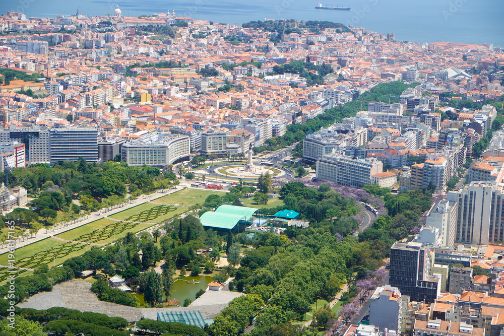 Thebird's eye view of the central Lisbon. Portugal