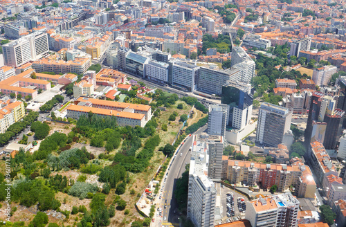 The bird's eye view of modern part of Lisbon. Campolide district. Lisbon. Portugal
