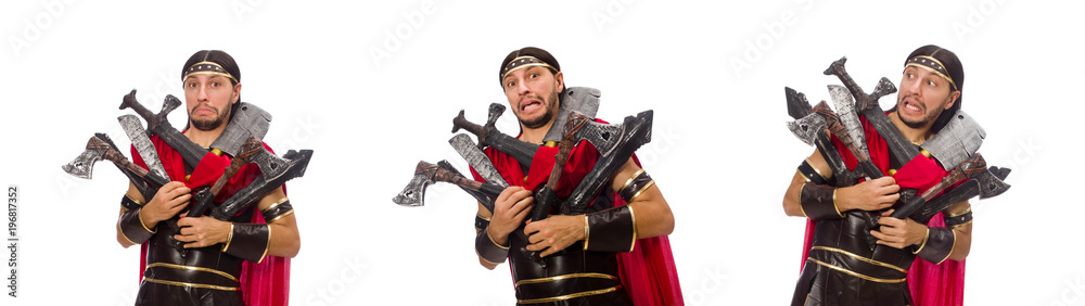 Gladiator with armament isolated on white Gladiator with armament isolated on white
