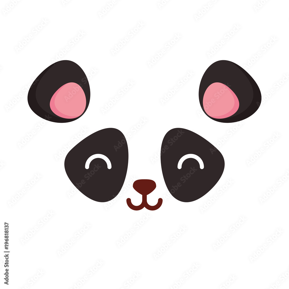 Cute panda bear face background, colorful design. vector illustration