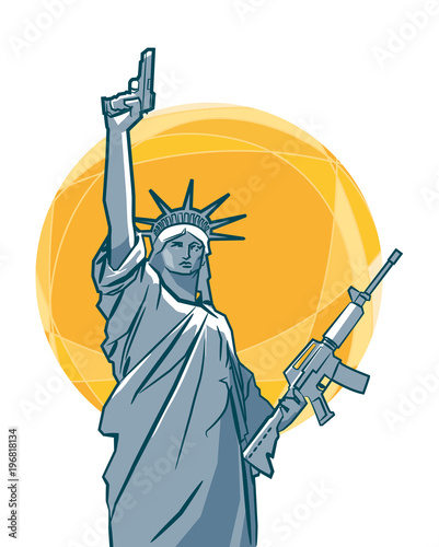 The statue of Liberty with guns in her hands. Vector
