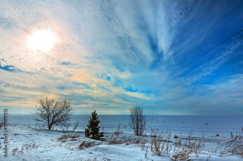 Winter landscape. Siberia, the coast of the Ob river