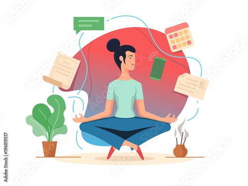 Woman balancing in lotus position