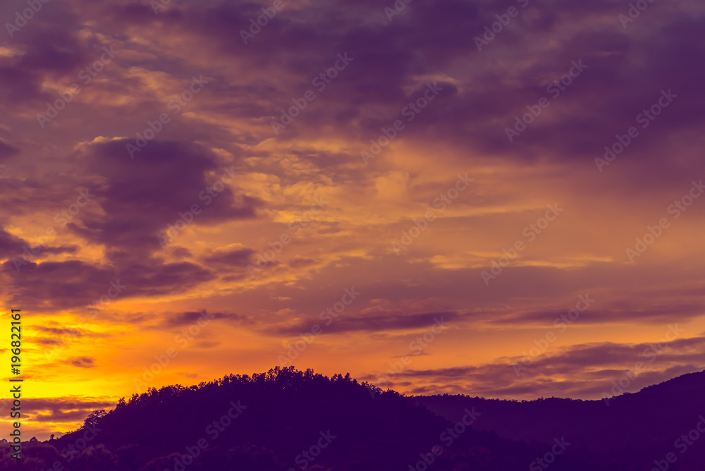 silhouette shot image of mountain and sunset. silhouette shot image of mountain and sunset.