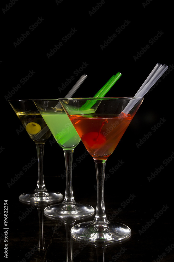 Collection of colorful cocktails