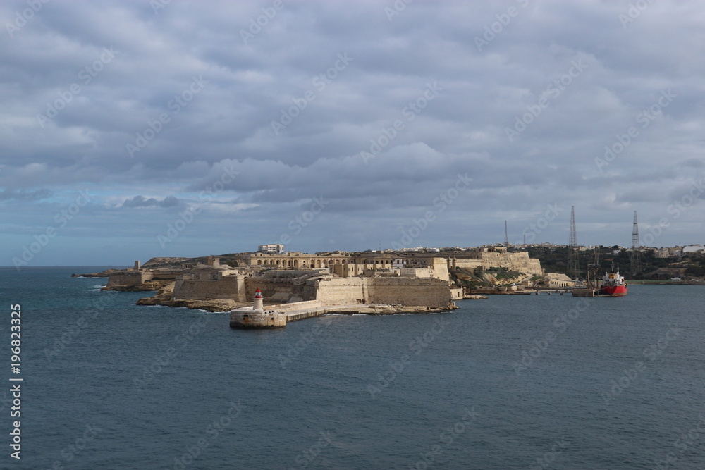 Panorama of fort Rinella, Kalkara, Malta
