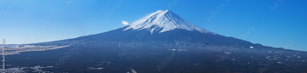 Mount Fuji panorama in blue sky, Japan
