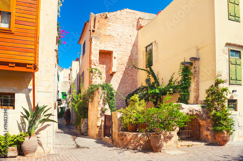 Fototapeta Naklejka Na Ścianę i Meble -  Beautiful street in Chania, Crete, Greece.