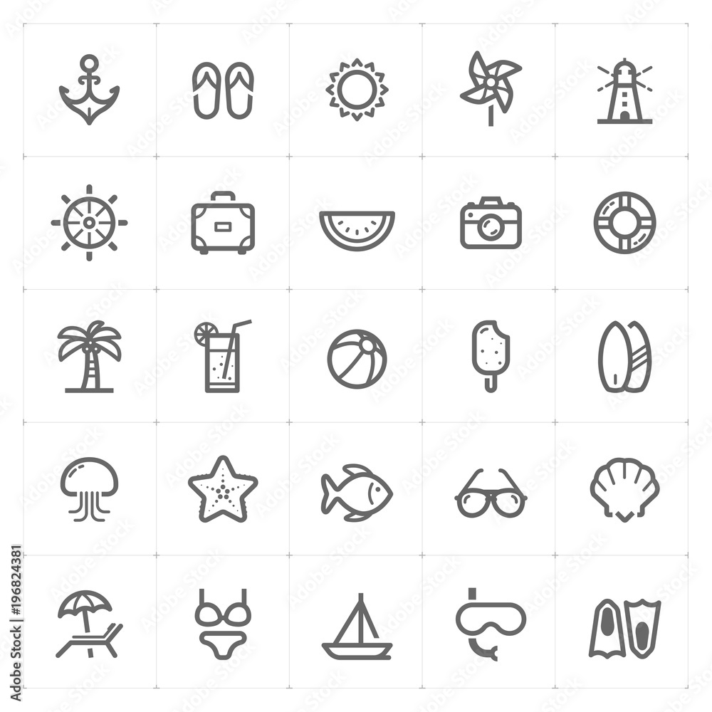 Mini Icon set - Beach icon vector illustration