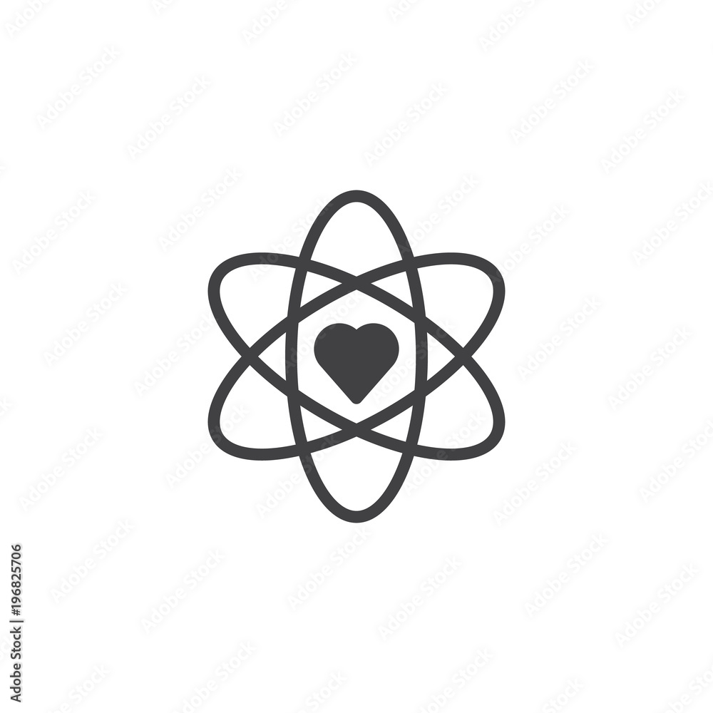 Atom and heart shape vector icon. filled flat sign for mobile concept and web design. Love science, chemistry simple solid icon. Symbol, logo illustration. Atom and heart shape vector icon. filled flat sign for mobile concept and web design. Love science, chemistry simple solid icon. Symbol, logo illustration.