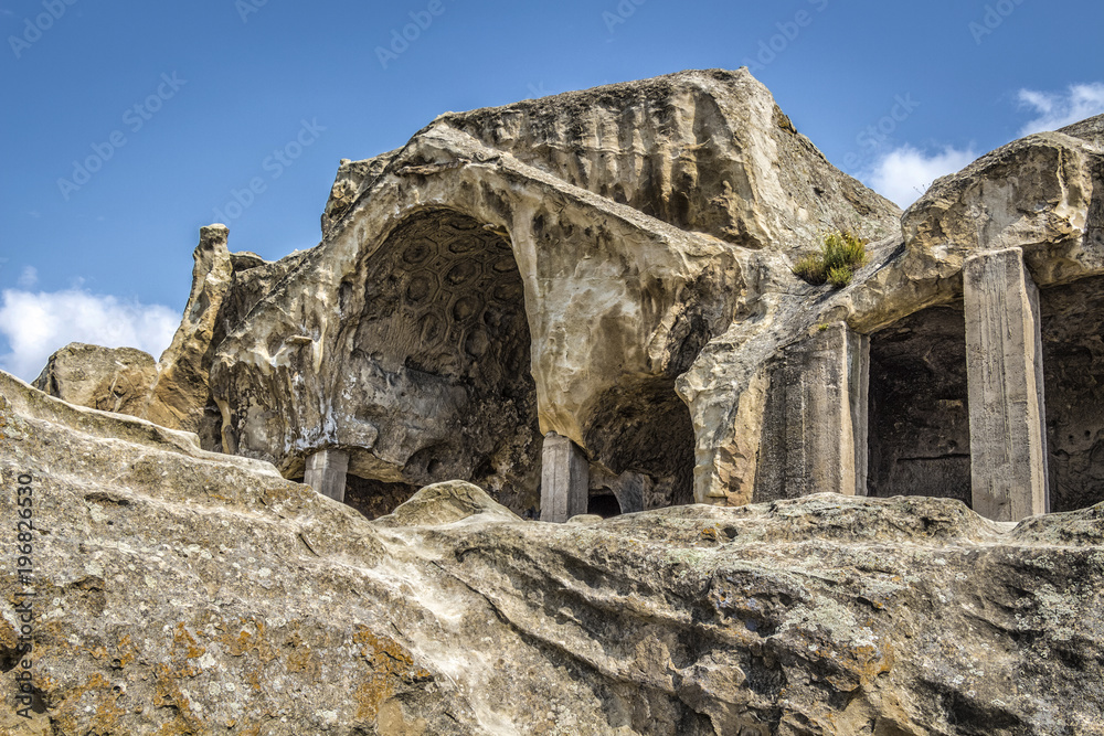 Cave city of ancient people in Uplistsikhe, Georgia.