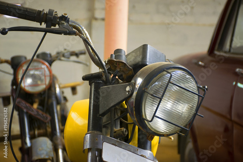 A Vintage Motorcycle From The Front