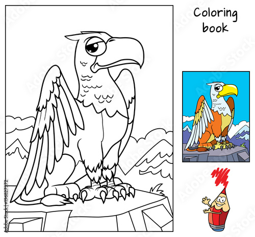 Funny griffin. Coloring book. Cartoon vector illustration