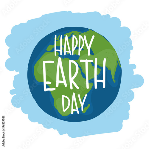 Earth with hand drawn lettering 