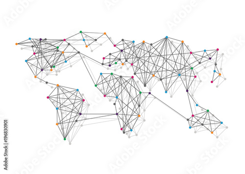Global network connection. World map point and line composition concept of global business. Vector Illustration