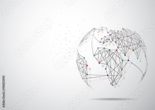 Global network connection. World map point and line composition concept of global business. Vector Illustration