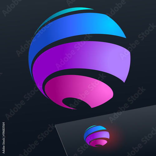 Abstract vector sign in sphere shape. Colorful Logo for Business, Technology and Corporation.