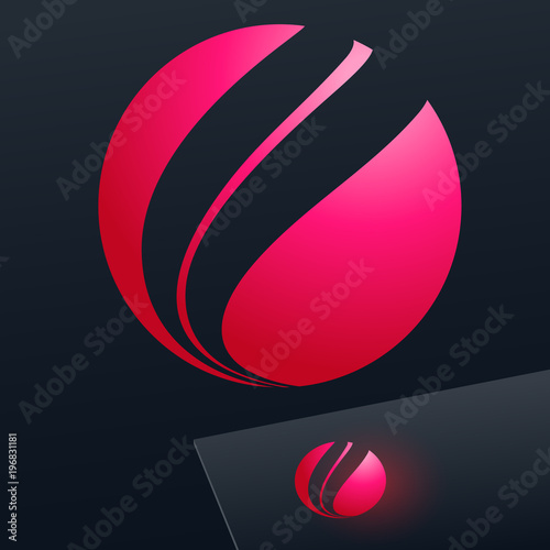 Abstract Icon, Vector Sign, Red Logo for Business, Technology, Corporation.