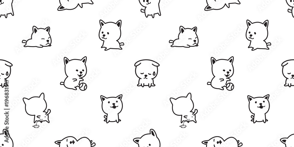 dog seamless pattern french bulldog vector dog breed isolated wallpaper background doodle cartoon white