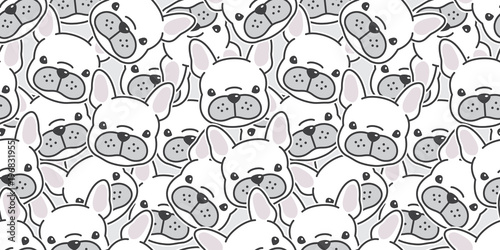 dog  seamless pattern french bulldog vector scarf isolated wallpaper background cartoon doodle