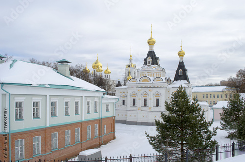 Territory of Dmitrov Kremlin Moscow region winter background
