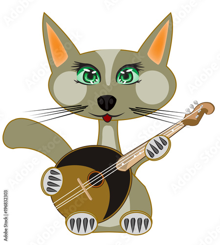 Cat plays on music instrument