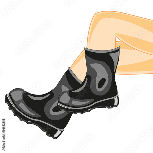 Legs in rubber boot