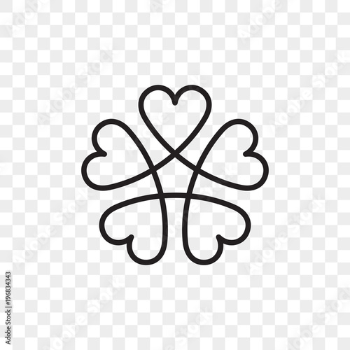 Heart logo vector icon. Isolated modern abstract line black heart flower symbol for cardiology medical center or charity, Valentine love or wedding greeting card fashion design photo